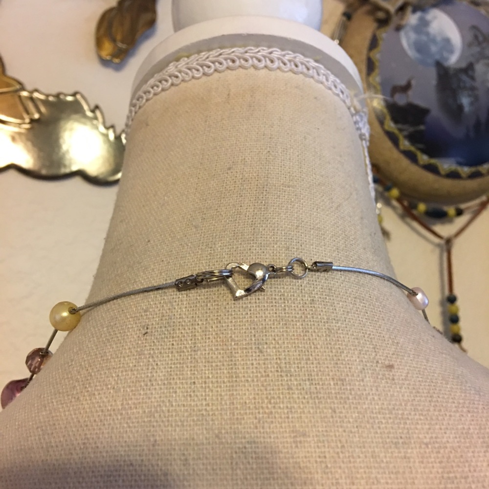 Glass bead accent silver snake chain necklace - Picture 5 of 9